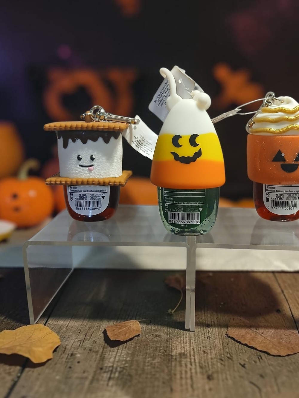 Halloween Candy Corn, Smores, Latte Hand Sanitizer Keychain